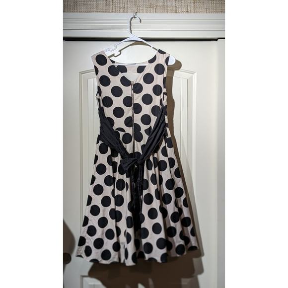 Jolie Moi Cream Black Polka Dot Fit and Flare Tie Back Dress Womens Sz 12 - Picture 11 of 11
